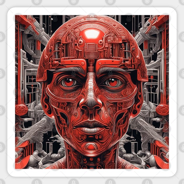 techno red robot in the future Sticker by Marccelus